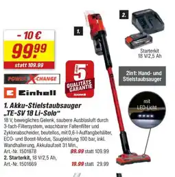 toom Baumarkt Einhell 1. Akku-Stielstaubsauger ,,TE-SV 18 Li-Solo" Angebot