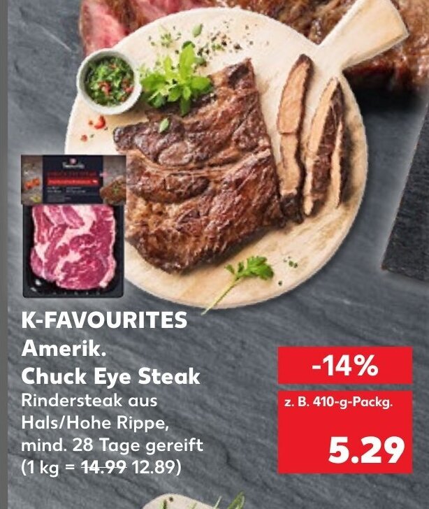 KFavourites Amerik. Chuck Eye Steak Angebot bei Kaufland