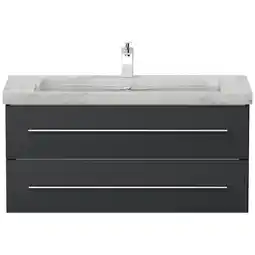Netto Marken-Discount Badmöbel Marmor Carrara White YAMO 100 cm 1 Hahnloch SoftClose weiß hochglanz Angebot