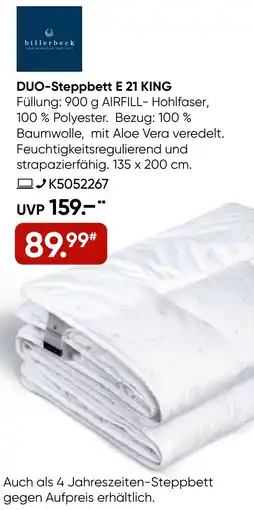 Galeria billerbeck DUO-Steppbett E 21 KING Angebot