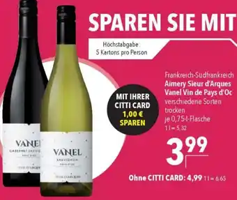 CITTI Markt Aimery Sieur d'Arques Vanel Vin de Pays d'Oc Angebot