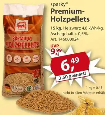 Sonderpreis Baumarkt sparky Premium Holzpellets Angebot