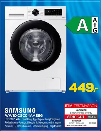 Euronics Samsung ww8xcg04aaeeg Angebot