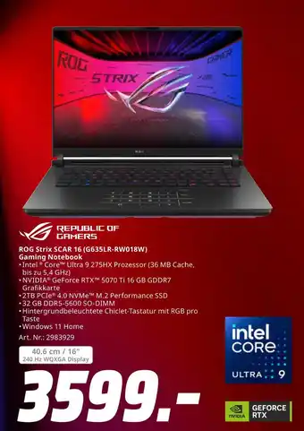 MediaMarkt Republic of gamers rog strix scar 16 (g635lr-rw018w) gaming notebook Angebot
