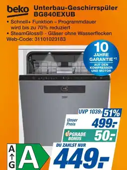 Expert Beko unterbau-geschirrspüler bg840exub Angebot