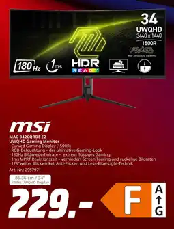 MediaMarkt Msi mag 342cqrde e2 uwqhd gaming monitor Angebot