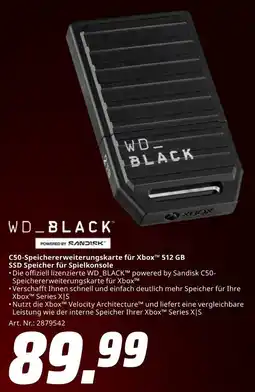 MediaMarkt Wd_black c50-speichererweiterungskarte für xbox 512 gb, ssd speicher für spielkonsole Angebot