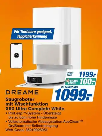 Expert Dreame saugroboter mit wischfunktion x50 ultra complete white Angebot