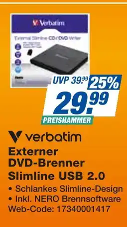 Expert Verbatim externer dvd-brenner slimline usb 2.0 Angebot