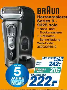 Expert Braun herrenrasierer series 9 - 9325 solo Angebot