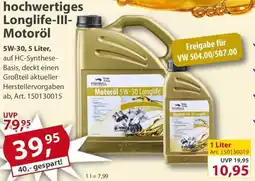 Sonderpreis Baumarkt hochwertiges Longlife III Motoröl Angebot