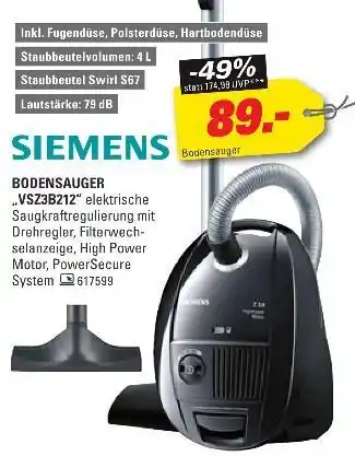 Höffner Siemens bodensauger „vsz3b212“ Angebot