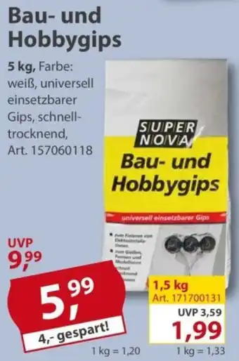 Sonderpreis Baumarkt SUPER NOVA Bau- und Hobbygips Angebot