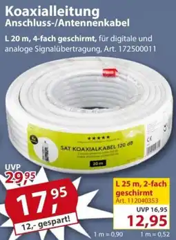 Sonderpreis Baumarkt Koaxialleitung Anschluss-/Antennenkabel Angebot