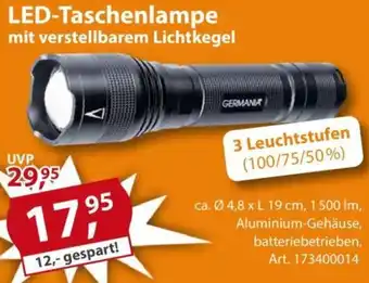 Sonderpreis Baumarkt LED-Taschenlampe mit verstellbarem Lichtkegel Angebot