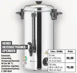 Handelshof Hendi heissgetränkespender Angebot