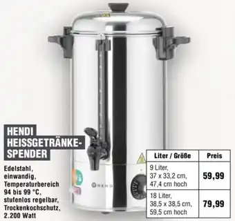 Handelshof Hendi heissgetränkespender Angebot
