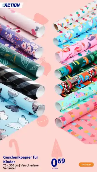 Action Geschenkpapier für Kinder Angebot