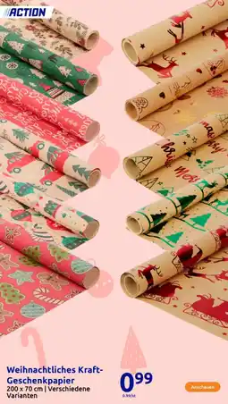 Action Weihnachtliches Kraft- Geschenkpapier Angebot