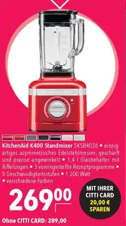 CITTI Markt KitchenAid K400 Standmixer 5KSB4026 Angebot
