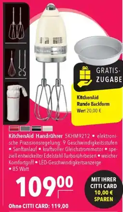CITTI Markt KitchenAid Handrührer 5KHM9212 Angebot