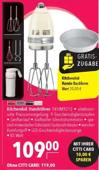 CITTI Markt KitchenAid Handrührer 5KHM9212 Angebot