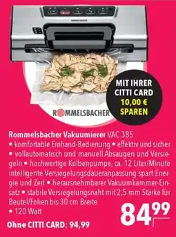 CITTI Markt Rommelsbacher Vakuumierer VAC 385 Angebot