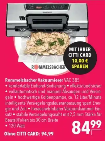 CITTI Markt Rommelsbacher Vakuumierer VAC 385 Angebot