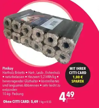 CITTI Markt Pinikay Hartholz Briketts Angebot