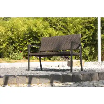 Netto Marken-Discount Garden Pleasure Parkbank Sanremo Rattan Optik Garten Bank Sitzbank Möbel coffee Angebot