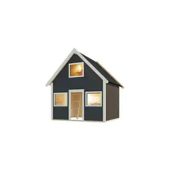 Netto Marken-Discount Karibu Spielhaus Kalle terragrau 2 Etagen inkl. Holzleiter Angebot