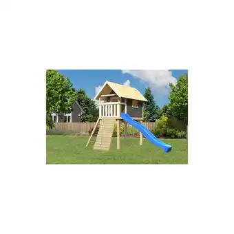 Netto Marken-Discount Karibu Stelzenhaus Gernegroß mit Rutsche blau und Holzrampe Angebot