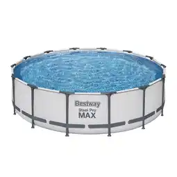 Netto Marken-Discount Bestway Steel Pro MAX Frame Pool Komplett-Set mit Filterpumpe Ø 427 x 107 cm, lichtgrau, rund Angebot