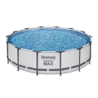 Netto Marken-Discount Bestway Steel Pro MAX Frame Pool Komplett-Set mit Filterpumpe Ø 427 x 107 cm, lichtgrau, rund Angebot