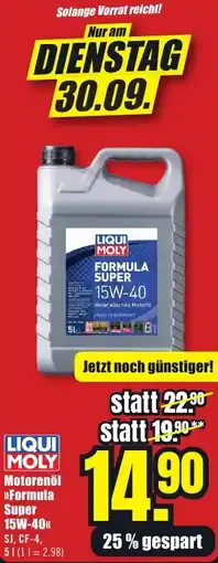 B1 Discount Baumarkt LIQUI MOLY Motorenöl Formula Super 15W-40 Angebot