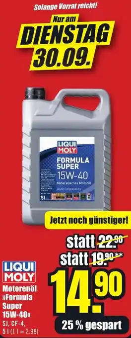 B1 Discount Baumarkt LIQUI MOLY Motorenöl Formula Super 15W-40 Angebot