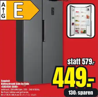B1 Discount Baumarkt Exquisit Kühlschrank Side by Side SBS450-360E Angebot