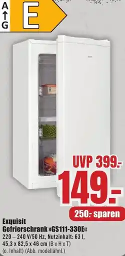 B1 Discount Baumarkt Exquisit Gefrierschrank GS111-330E Angebot