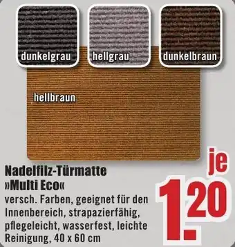 B1 Discount Baumarkt Nadelfilz-Türmatte Multi Eco Angebot