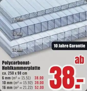 B1 Discount Baumarkt Polycarbonat Hohlkammerplatte Angebot