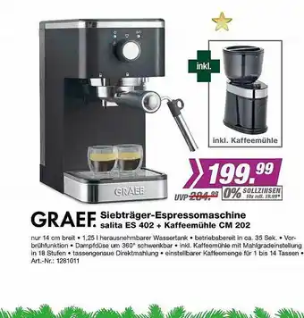 EP Graef Siebträger-espressomaschine Salita Es 402 + Kaffeemühle Cm 202 Angebot