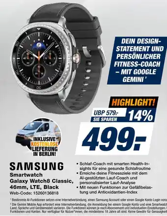 Expert Samsung smartwatch galaxy watch8 classic, 46mm, lte, black Angebot