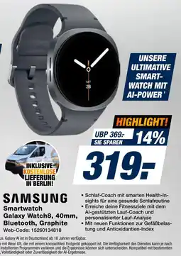Expert Samsung smartwatch galaxy watch8, 40mm, bluetooth, graphite Angebot