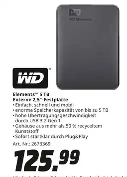 MediaMarkt Wd elements 5 tb externe 2,5-festplatte Angebot