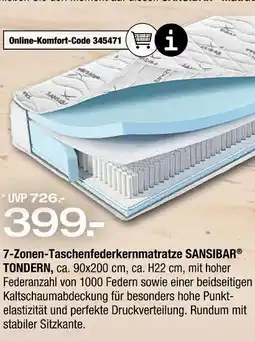 Ostermann 7-zonen-taschenfederkernmatratze sansibar tondern Angebot