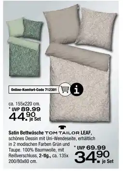 Ostermann Tom tailor satin bettwäsche leaf Angebot