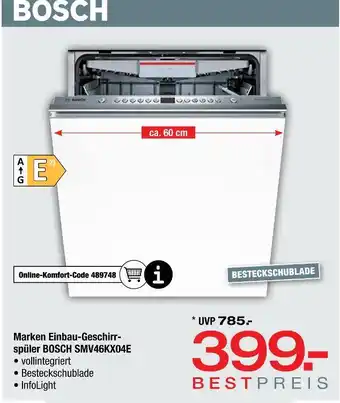 Ostermann Bosch marken einbau-geschirrspüler bosch smv46kx04e Angebot