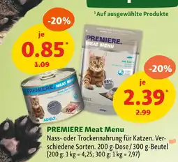 Fressnapf Premiere meat menu Angebot