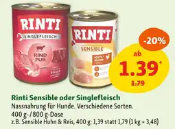 Fressnapf Rinti nassnahrung sensible oder singlefleisch Angebot