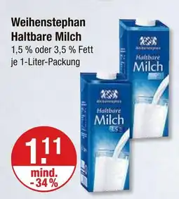 V Markt Weihenstephan haltbare milch 1,5 % fett Angebot
